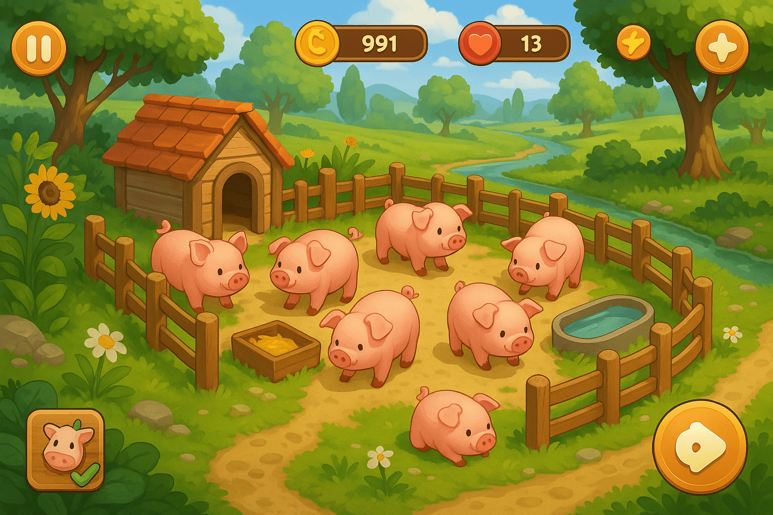 A cozy pig-raising game